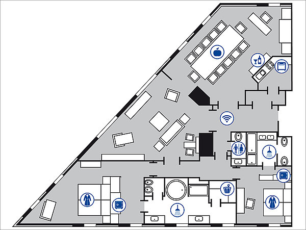 Plano de la habitación Suite Presidential | Maritim Hotel Düsseldorf