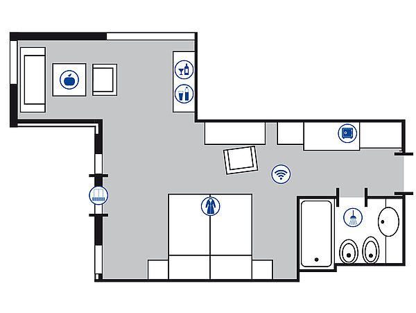 Planimetria della camera Monolocali | Maritim TitiseeHotel