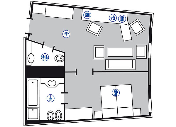 Plano de la habitación Master suite | Maritim Hotel Frankfurt
