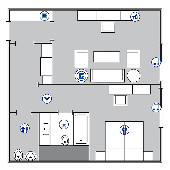 Planimetria della camera Suite Large Planimetria della camera Suite Large nel Maritim Hotel Darmstadt