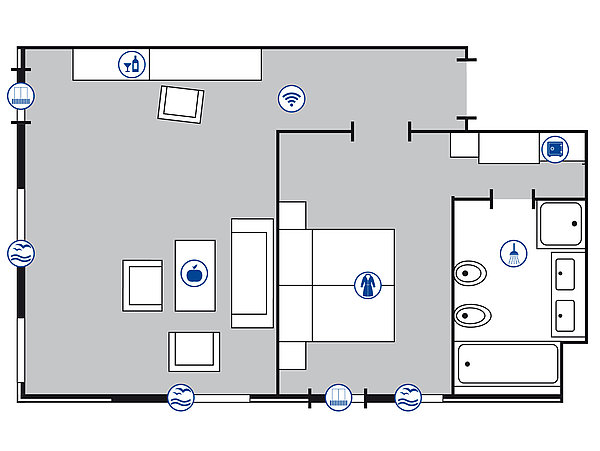 Planimetria della camera Suite | Maritim Strandhotel Travemünde