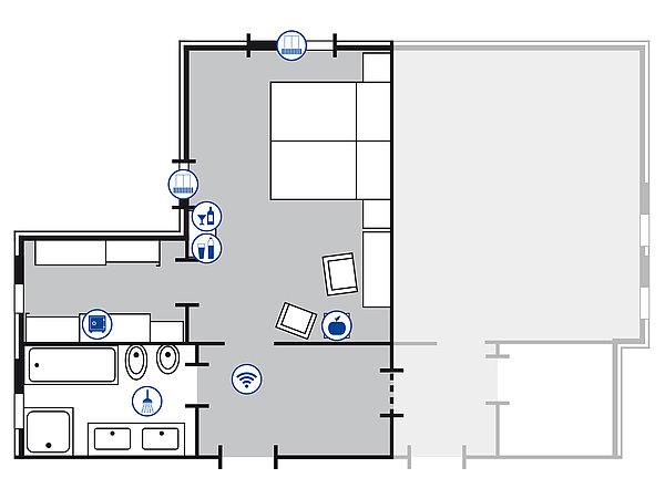 Planimetria della camera Monolocali | Maritim TitiseeHotel