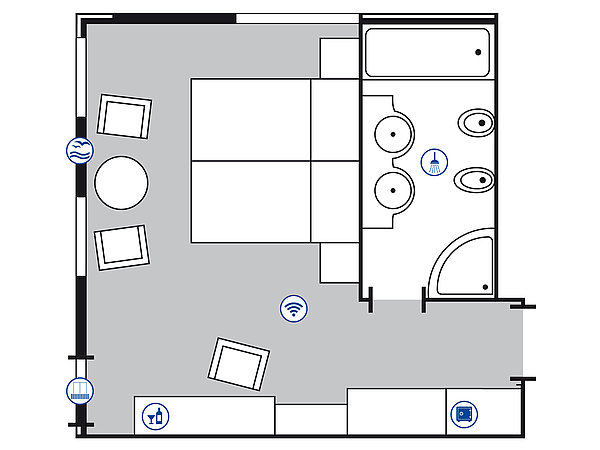 Room floor plan Superior Plus Corner room | Maritim Seehotel Timmendorfer Strand
