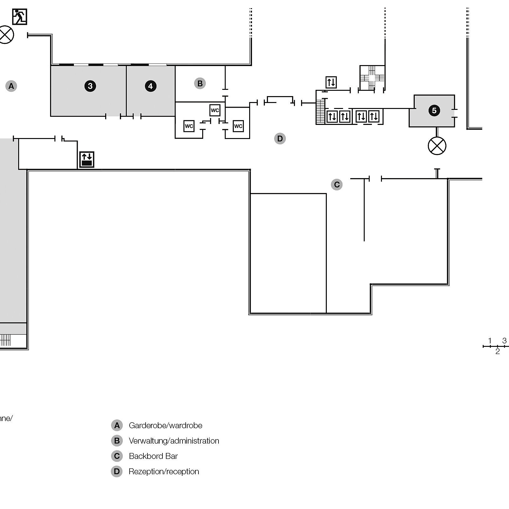 Plano de construcción, piso de abajo | Maritim Hotel Bellevue Kiel