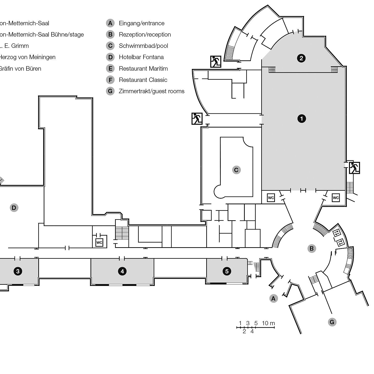 Plan d'étage, rez-de-chaussée | Maritim Hotel Bad Wildungen