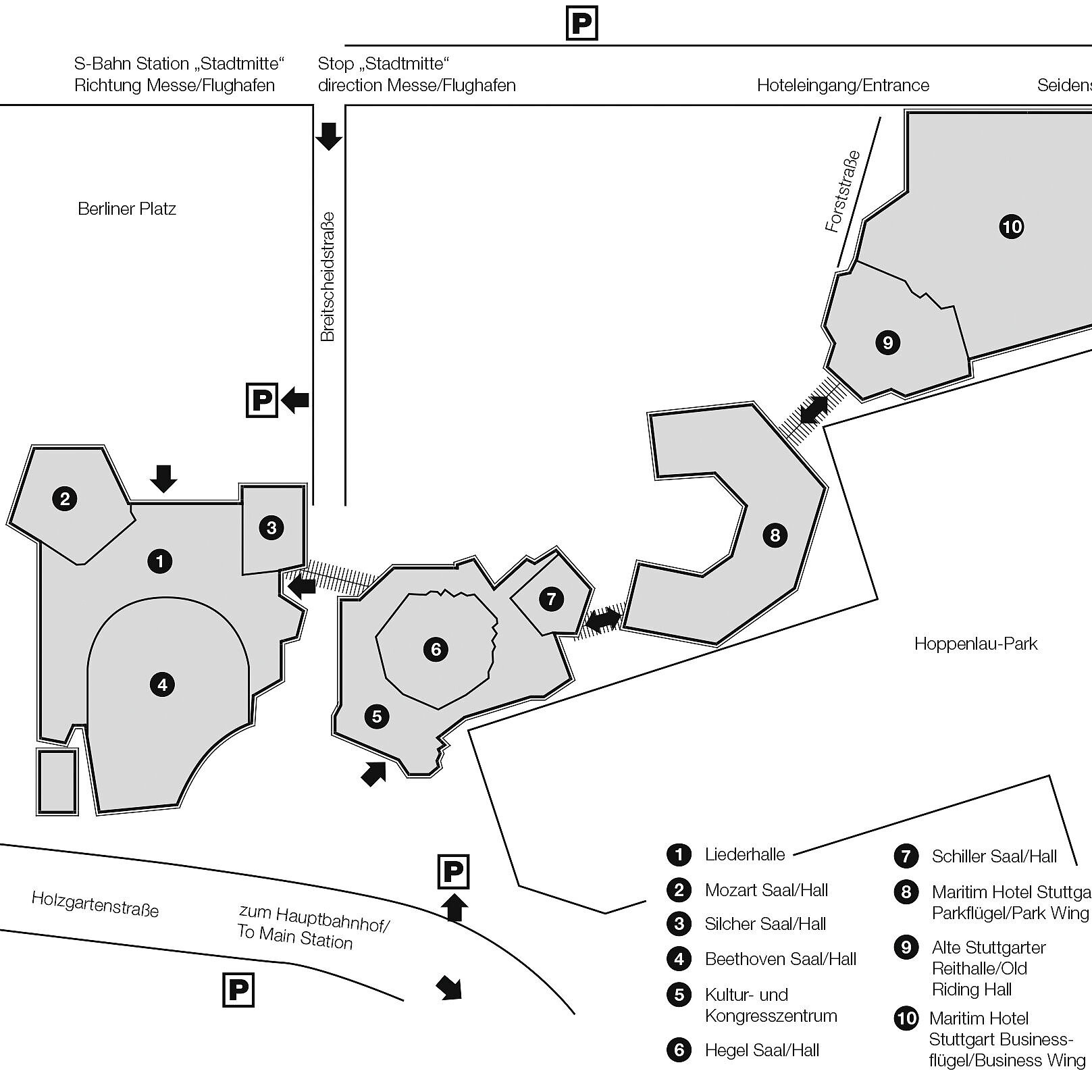 Plano de construcción, mapa de área | Maritim Hotel Stuttgart