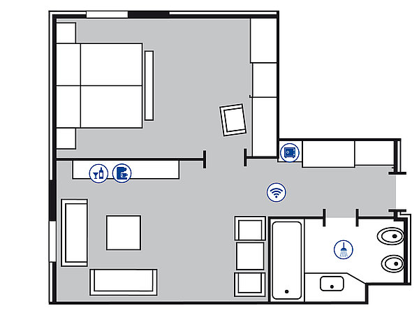Room floor plan Junior suite | Maritim Hotel Düsseldorf