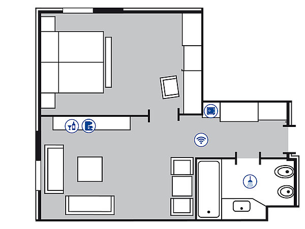 Planimetria della camera Suite Junior | Maritim Hotel Düsseldorf