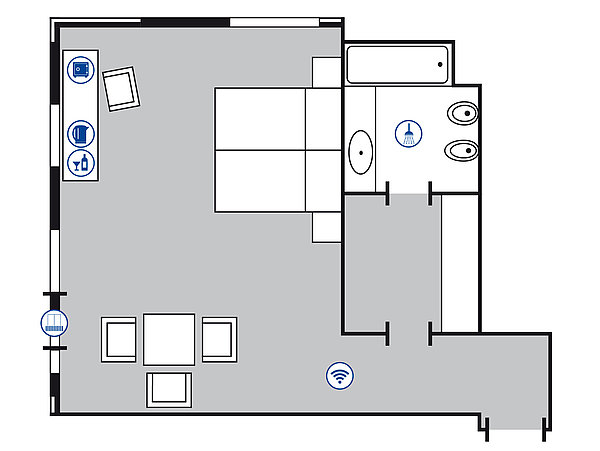 Planimetria della camera Comfort | Maritim Hotel Bellevue Kiel