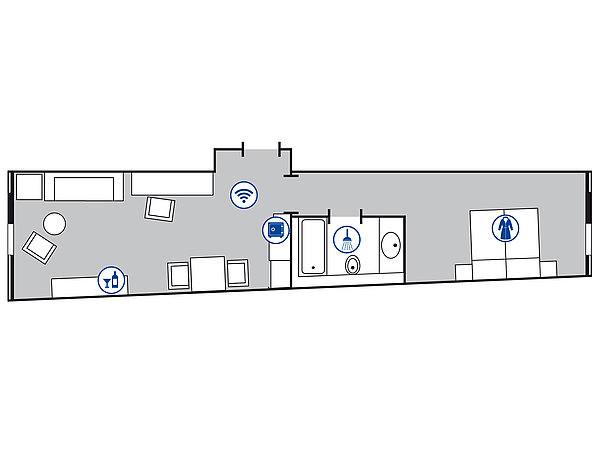 Room floor plan Junior suite | Maritim Hotel München