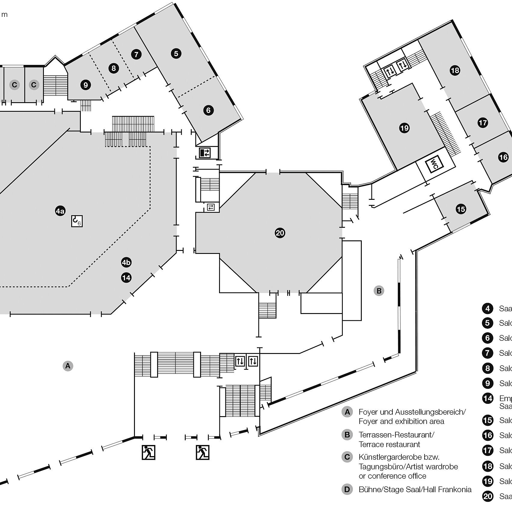 Plano de construcción, piso de la sala | Maritim Hotel Würzburg