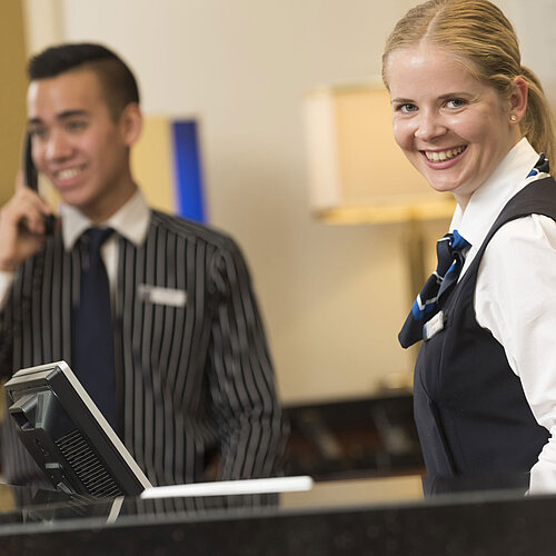 Reception Smiling staff at the reception of Maritim Hotel Bad Homburg offer a warm welcome.
