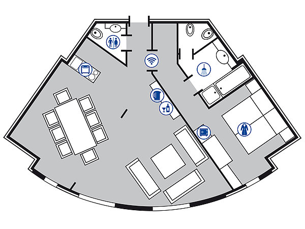 Planimetria della camera Suite Presidenziale | Maritim Hotel Bremen
