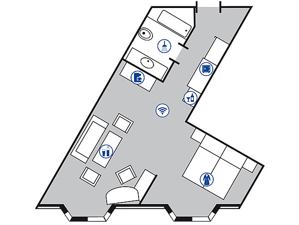 Planimetria della camera Monolocale | Maritim Hotel Bad Homburg