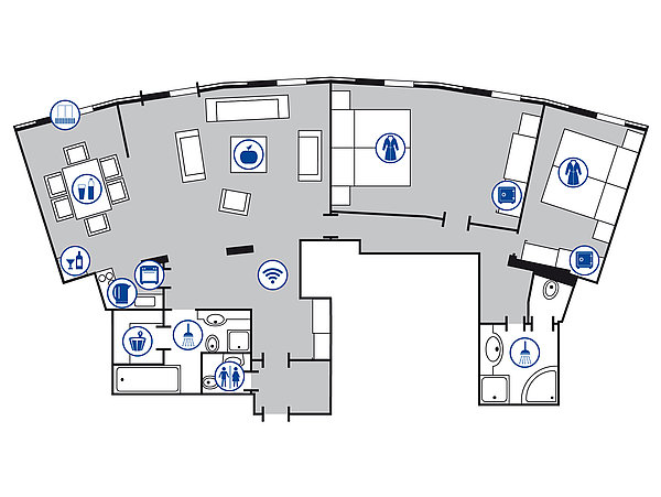 Plano de la habitación Suite de lujo | Maritim Hotel Ulm