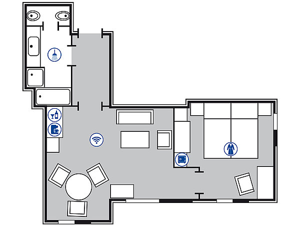Planimetria della camera Suite Junior | Maritim Hotel & Internationales Congress Center Dresden
