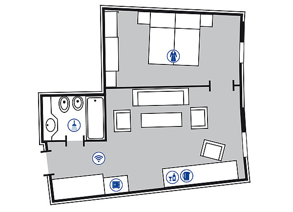 Plano de la habitación Suite Junior | Maritim Hotel Frankfurt