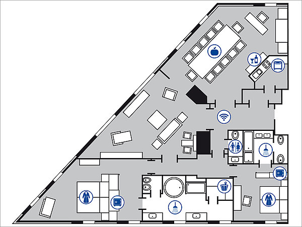 Zimmergrundriss Präsidentensuite | Maritim Hotel Düsseldorf 