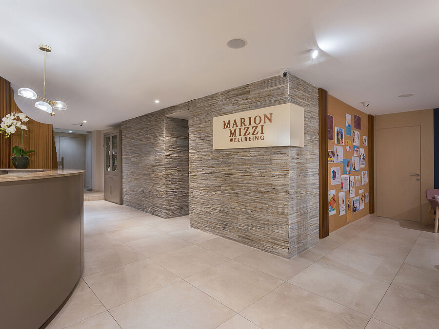 Modern spa reception at Maritim Antonine Hotel & Spa Malta with a stylish reception area and an inviting wellness ambience.