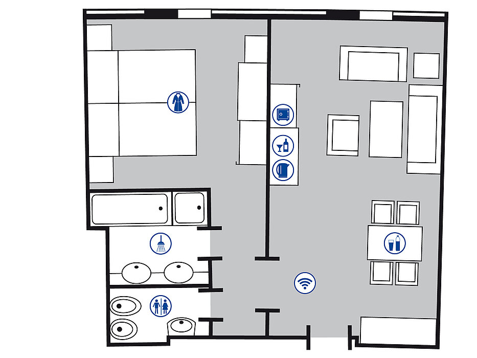 Planimetria della camera Suite Junior | Maritim Airport Hotel Hannover