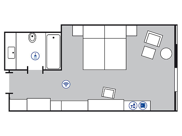 Planimetria della camera Comfort | Maritim Hotel Stuttgart