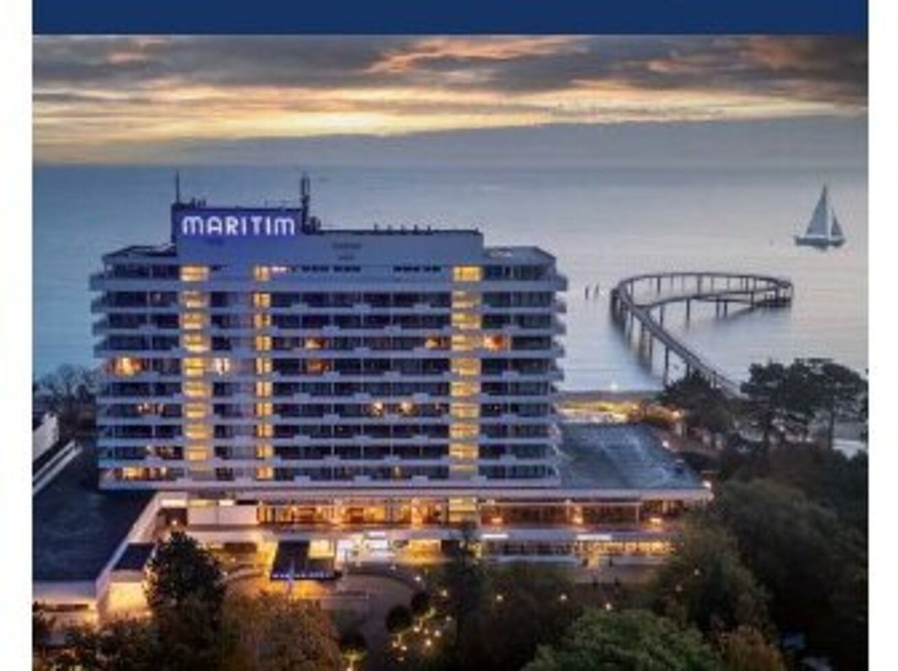 Hotel directory of Maritim Hotels Cover image from the Maritim Hotels ‘Hotel Guide’ brochure, featuring the Maritim Seehotel Timmendorfer Strand