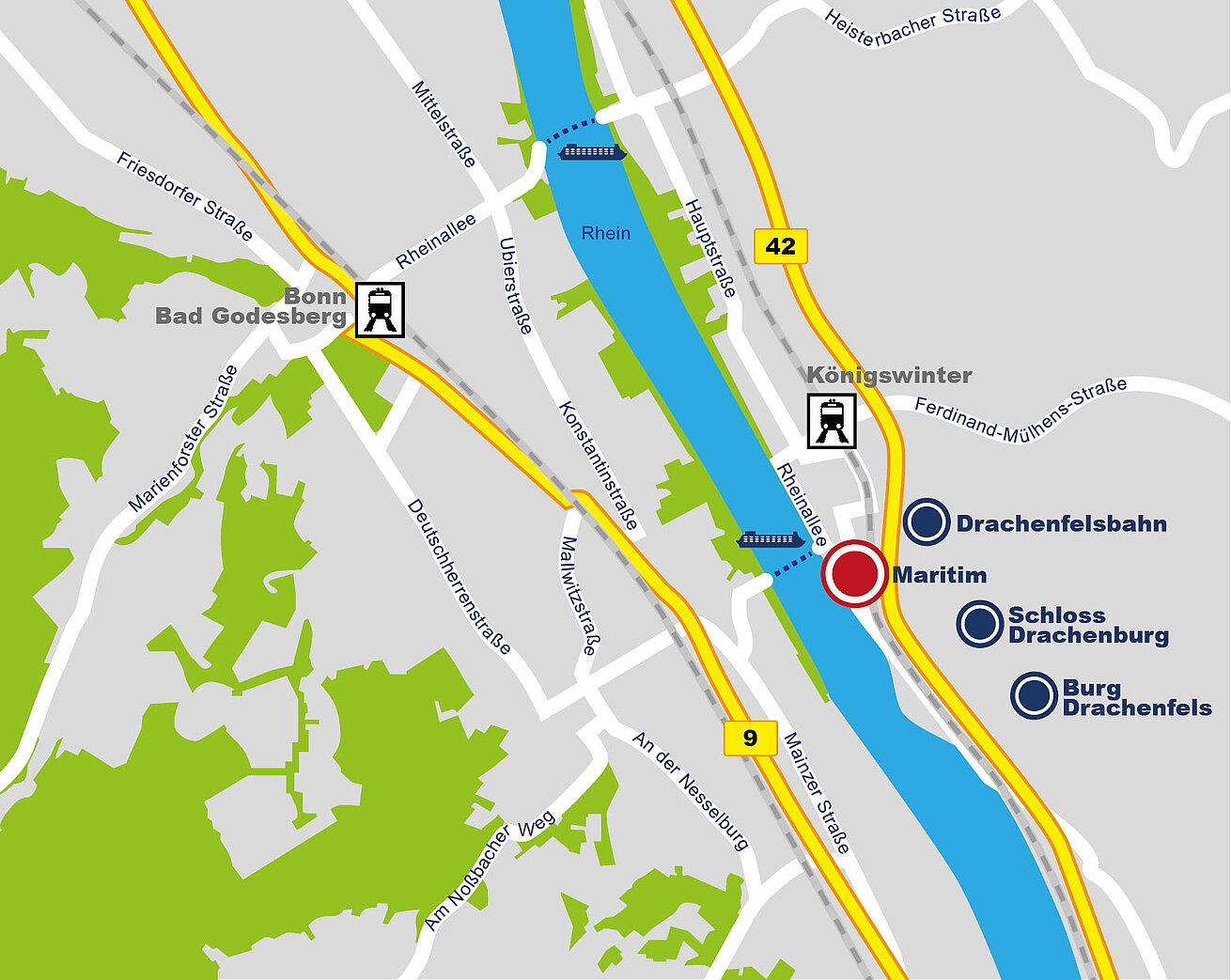 Plan d'accès Maritim Hotel Königswinter