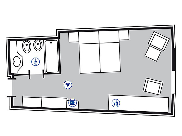 Planimetria della camera Classic | Maritim Hotel Frankfurt