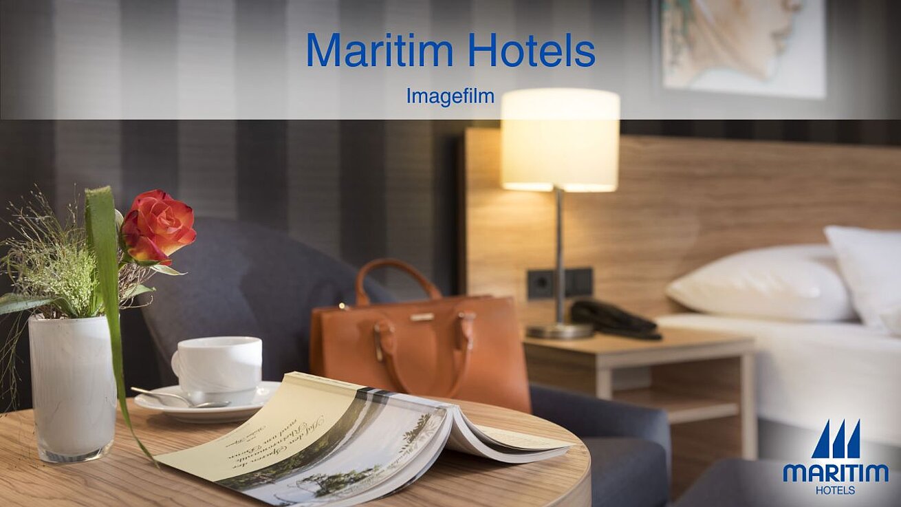 Thumbnail of the Maritim Hotels corporate film featuring a hotel room, set table and Maritim logo