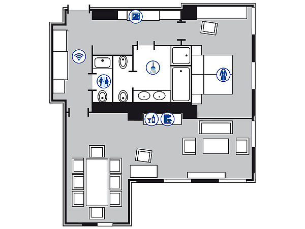 Planimetria della camera Suite Executive | Maritim Hotel & Internationales Congress Center Dresden