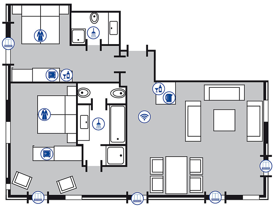 Planimetria della camera Suite Luxury | Maritim Hotel Köln
