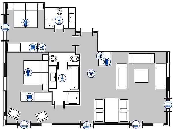Room floor plan Luxury suite | Maritim Hotel Köln