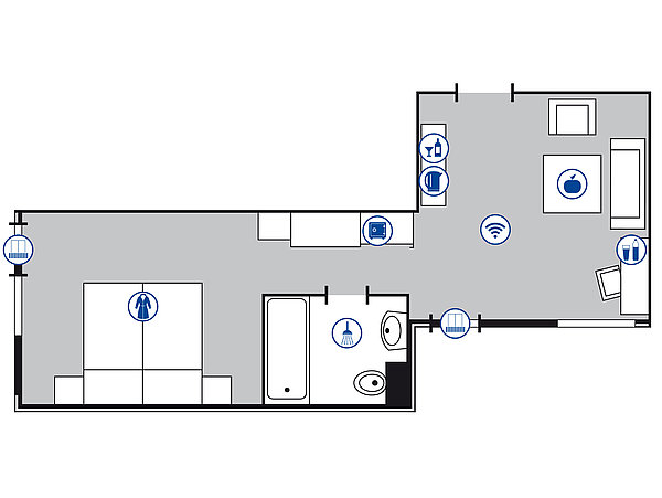 Room floor plan Junior suite | Maritim Hotel Bad Salzuflen
