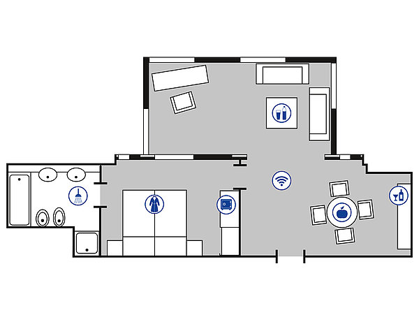 Planimetria della camera Suite Giardino d'inverno | Maritim Hotel Bad Wildungen