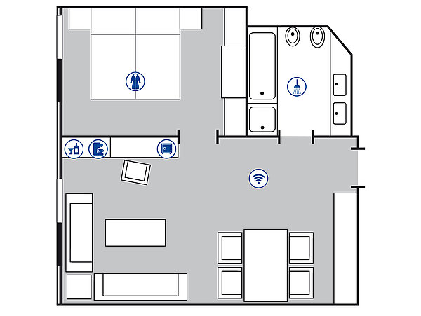 Plano de la habitación Suite Junior | Maritim Hotel Stuttgart
