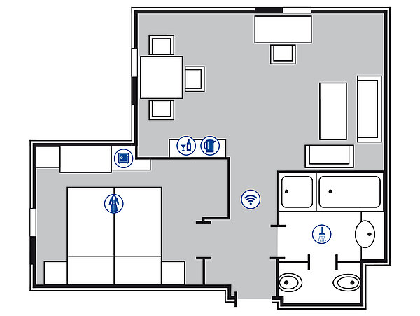 Room floor plan Superior Corner room | Maritim Hotel Bremen