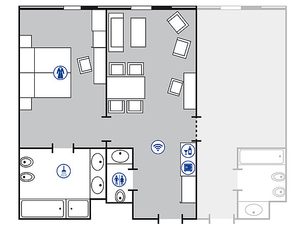 Plano de la habitación Suite Senior | Maritim Hotel München