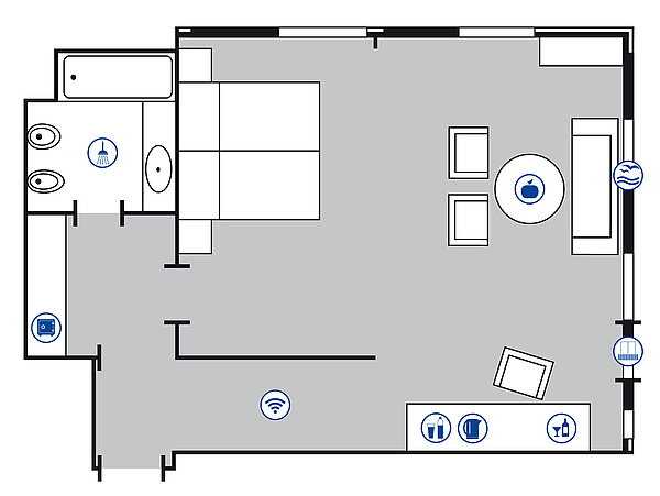 Planimetria della camera Suite Junior | Maritim Hotel Bellevue Kiel