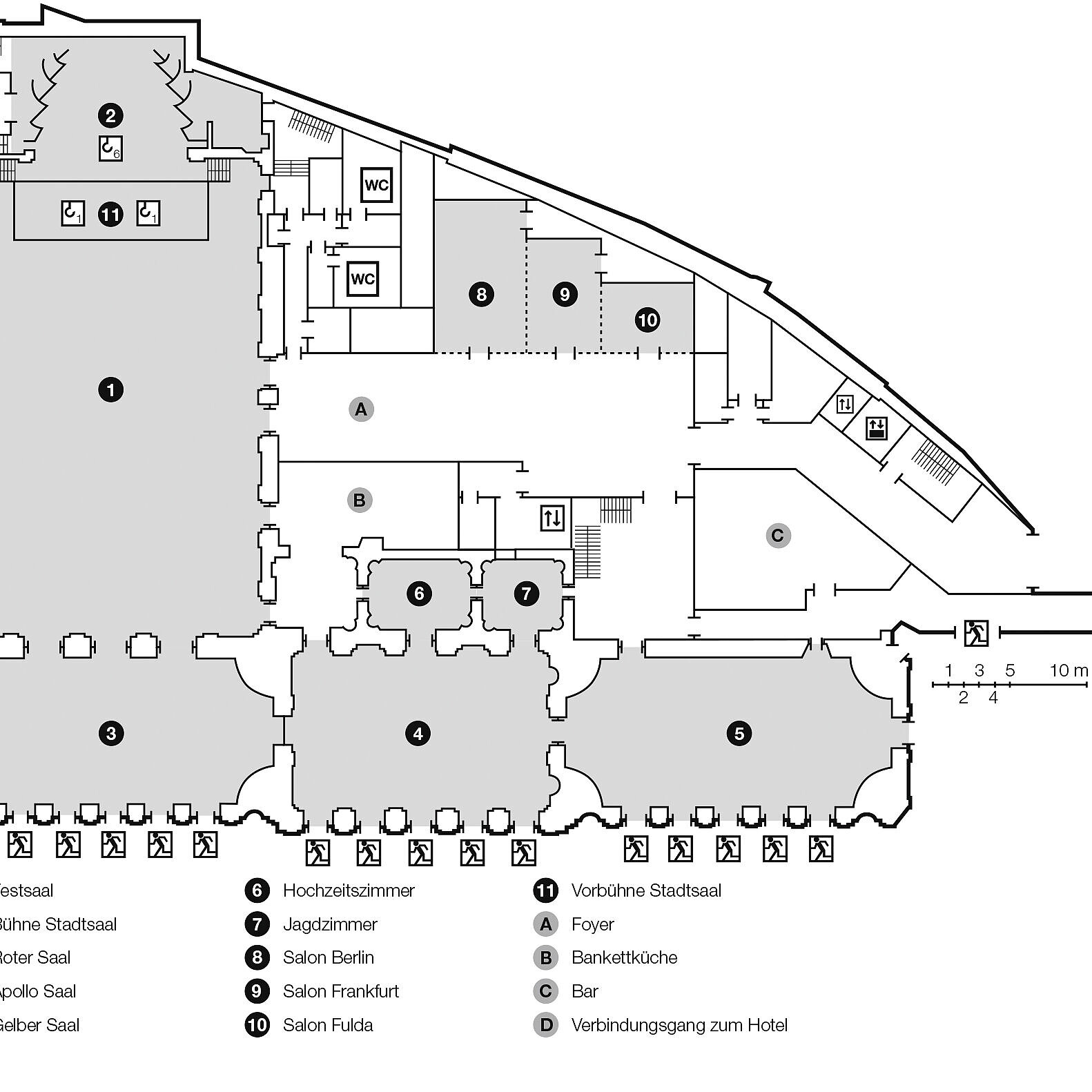 Plano de construcción, piso de abajo | Maritim Hotel am Schlossgarten Fulda