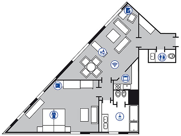 Planimetria della camera Suite Master | Maritim Hotel Düsseldorf