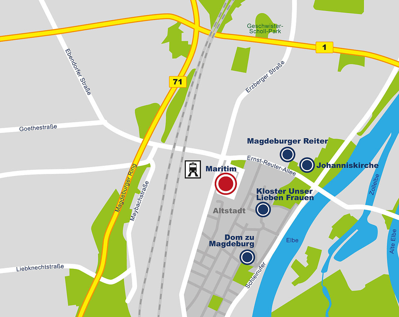 Plan d'accès Maritim Hotel Magdeburg