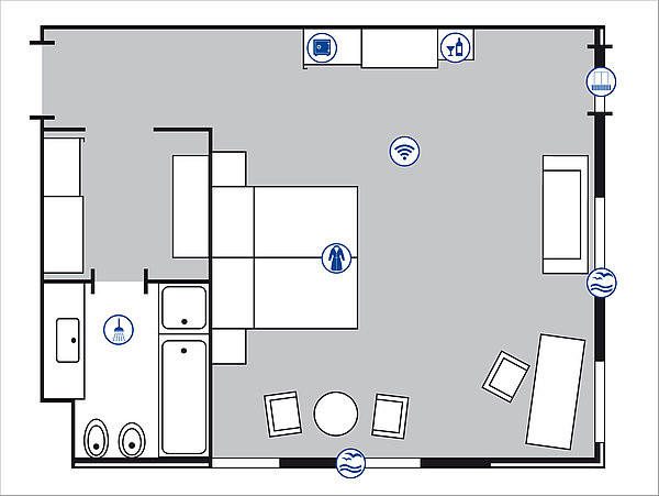 Plano de la habitación superiores Plus | Maritim Strandhotel Travemünde