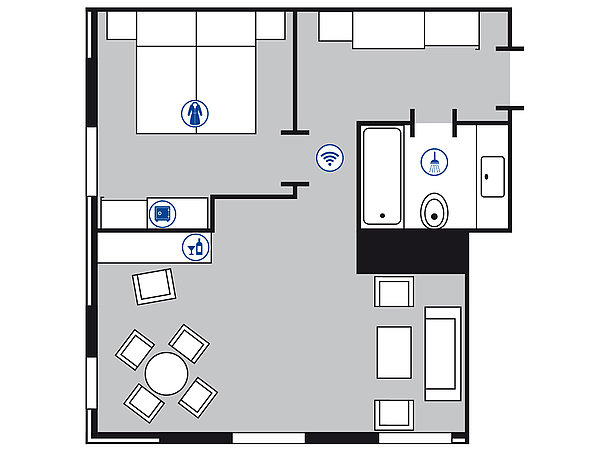 Plano de la habitación Suite Senior | Maritim Hotel Köln